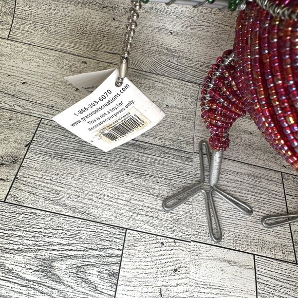 NWT BeadWorx Grass Roots Wired Colored Glass 13" Beaded Peacock Figurine - Picture 9 of 10